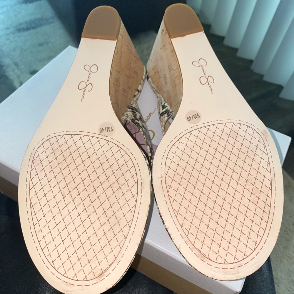 Jessica Simpson Python Print Cork Platforms New (… - image 2